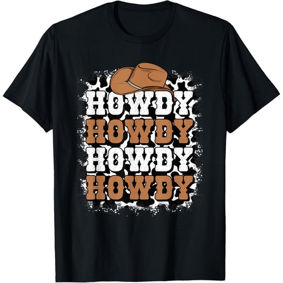 Exquisite and comfortable-Howdy Cow Print Western Country Cowgirl Cowboy Texas Rodeo T-Shirt