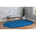 thumbnail image 2 of Unique Loom 3151589 5 x 8 ft. Geometric Trellis Frieze Oval Rug, Navy Blue, 2 of 2