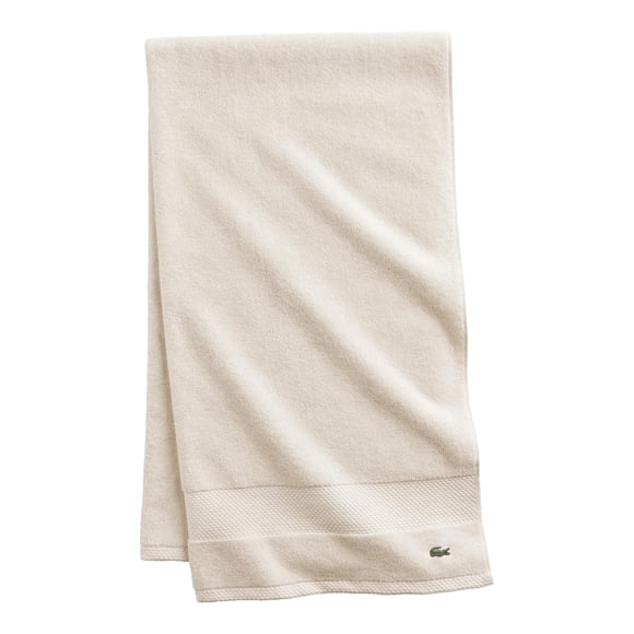 Lacoste Heritage 100% Supima Cotton Bath Sheet, Chalk, 35" x 70" – Highly Absorbent & Quick Drying, Premium Super Soft Bath