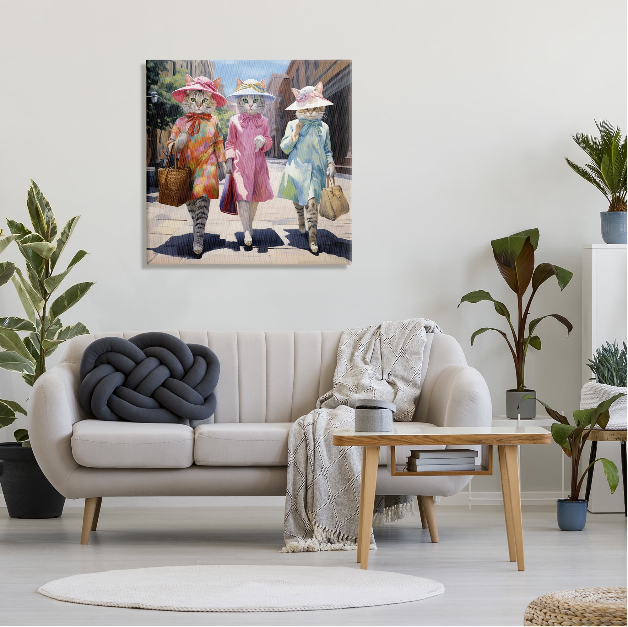 Stupell Industries Feline Fashion Cats Animals & Insects Painting Gallery Wrapped Canvas Art Print Wall Art, 30 x 30