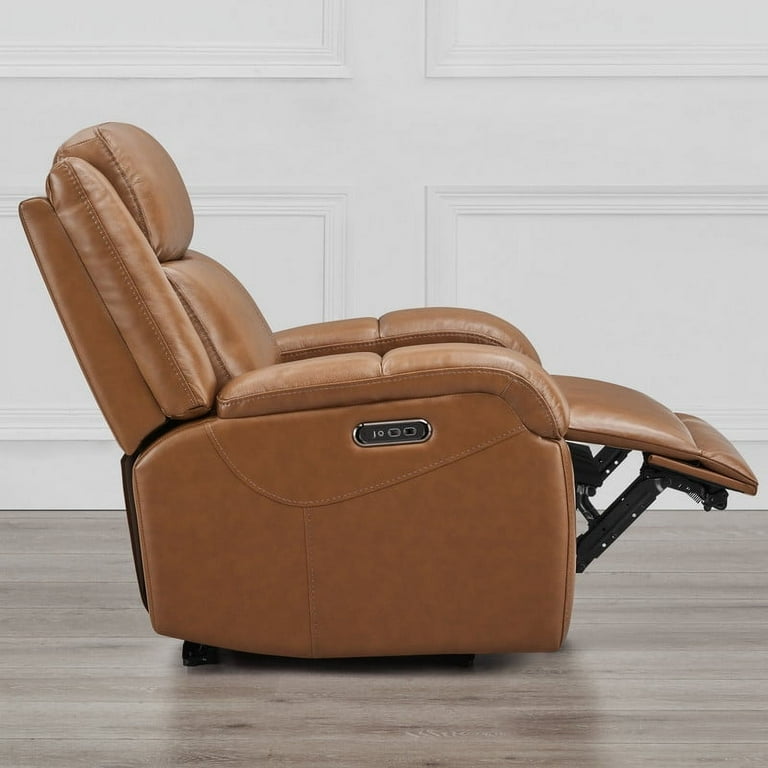 CHITA Genuine Leather Power Recliner Chair, Dual Motors and USB
