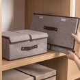 thumbnail image 5 of Foldable Linen Storage Box with Double Lid, Large Capacity Organizer (50x30x25 cm) for Home, Office, Clothes, Books, Toys – Durable, Portable, Stylish Design, 5 of 5