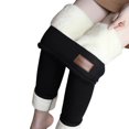 thumbnail image 1 of Base Pants Solid Color Cashmere Casual Stretchy Warm Winter Trousers for Daily Wear, 1 of 3