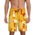 thumbnail image 1 of Balery Autumn Maple Leaves Pantalones cortos de pijama de punto de algodón para hombre con cinturilla y bolsillos-4X-Large, 1 of 6