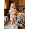 thumbnail image 5 of Cenuakty Toddler 0-3T Girls Summer Outfit Ruffled Hem Button up Short Sleeves T-Shirt and Elastic Shorts Set Cute 2 Piece Clothes, 5 of 9