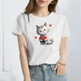 thumbnail image 2 of TSADFHJI Womens T Shirts V Neck Cat Print T Shirt M Clear, 2 of 5