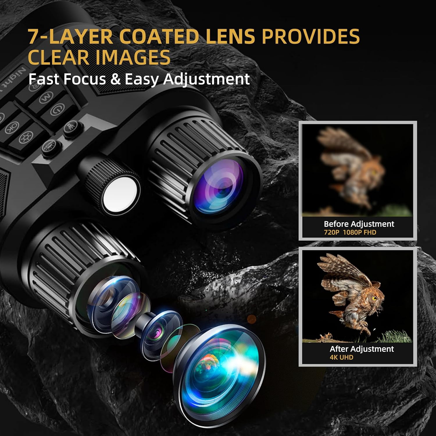Night Vision Goggles, 4K HD Night Vision Binoculars for Adults, 128GB Card for Photo and Video, 5000mAh Battery, 1968FT and 850nm Infrared Binoculars for Outdoor Enthusiasts and Animal Watchers