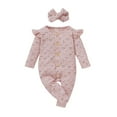 thumbnail image 1 of Gibobby Monos de Moda floral de manga infantil para niñas, mono + diademas, largo estampado para bebés y mono para niñas(Rosa， 12-18 Meses), 1 of 5