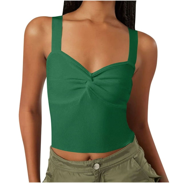 Chbgutlmr Tank Tops for Women Slim Comfy Backless Cropped Going out Tops Ruched Knot Stylish Knitted Shirts