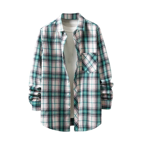 Aimik Hanes Mens Flannel Shirts Long Sleeve Button Down Flannel Shirt for Men Plaid Shirt Mens Button Up Shirts Long Sleeve-Green M