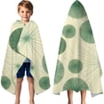 thumbnail image 3 of Green Tie Dye Fan Pattern Hooded Bath Towel，60"x35" for Ages 3 To 12 Kids, Quick Dry Lightweight Soft Microfiber Hood Beach Towel Cover Up for Kids, 3 of 7