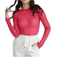 thumbnail image 7 of AXXD Basic Dressy Blouses for Women Summer 2024 Trendy Long-sleeved Top Inside With Outside Wear Temperament Solid Color Base Shirt Sexy Spice Girl T-shirt, 7 of 7