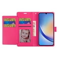 thumbnail image 3 of For Apple iPhone 16 (6.1") Premium Leather Wallet with Credit Card ID Slots Cash Holder Duo Flip Pouch Stand and Strap Cover ,Xpm Phone Case [ Hot Pink ], 3 of 8