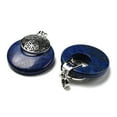 thumbnail image 2 of Natural Lazuli Pendants Spiritual Charms with Platinum Tone Brass Findings Flat Round with Flower of Life/Sacred Geometry 32~32.5x28~30x7~7.5mm Hole: 5x8mm, 2 of 2