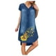 thumbnail image 1 of Vestido HUOGUO para mujer, holgado, de verano, con cuello en V, estampado floral, 1 of 3