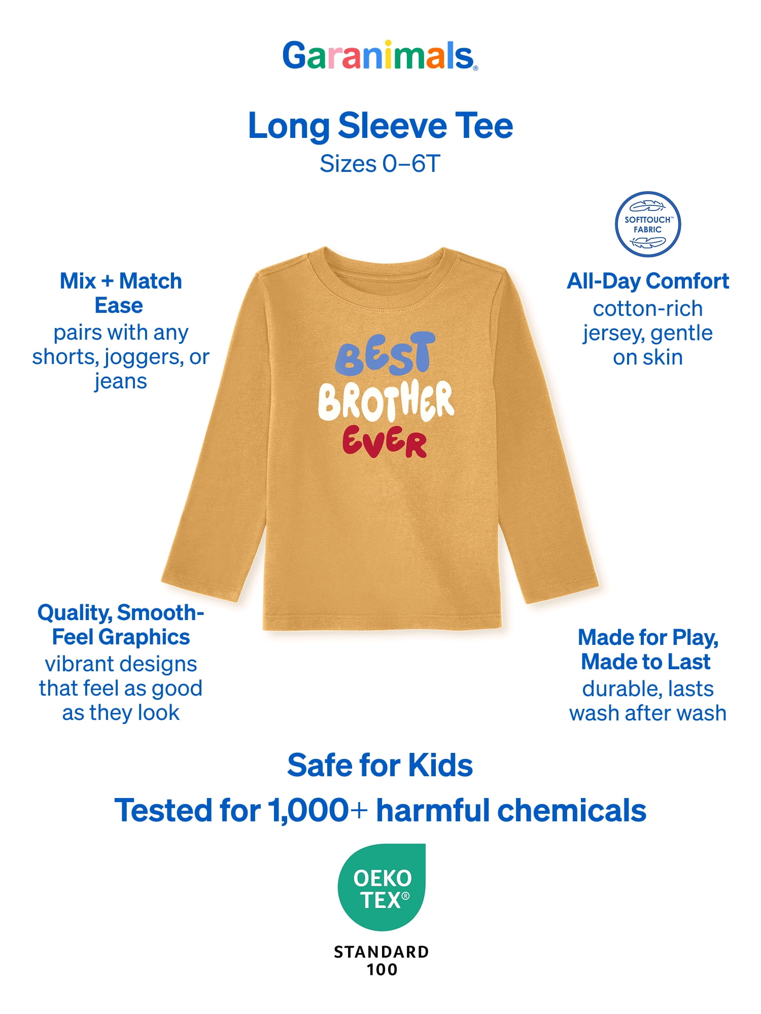 Garanimals Baby & Toddler Boys Long Sleeve Shirts, Single & 3-Pack, Sizes 0-6T