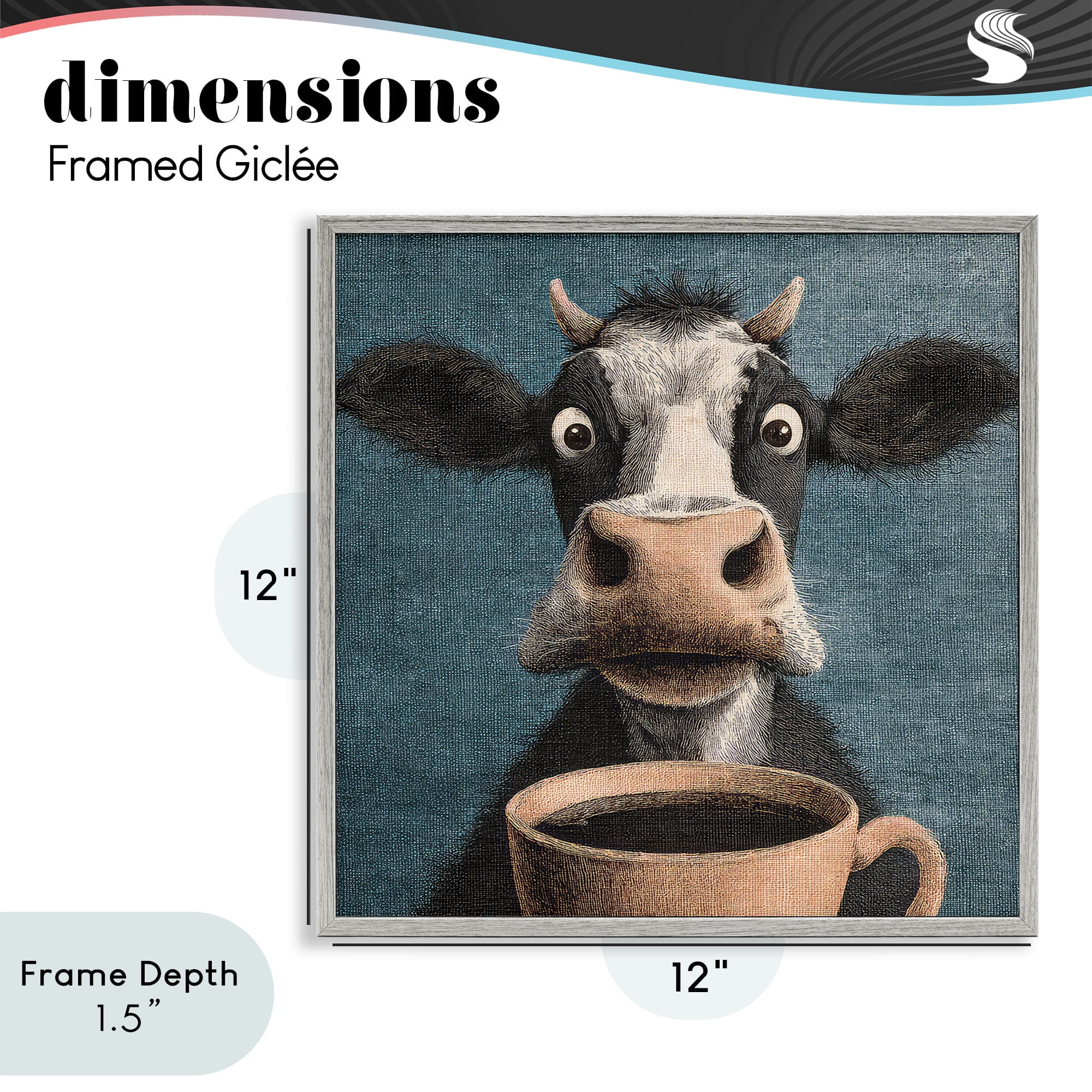 Stupell Industries Grumpy Cow & Coffee Gray Framed Giclee Art, design by The Wands Want