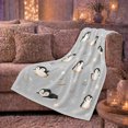 thumbnail image 6 of Playful Baby Penguins Frosty Blue Scene Cute Cartoon, Festive Holiday Scene, Warm Flannel Blanket for Living Room and Bedroom, Art Lovers Valentine's Day Gift, Playful Home Decor, 6 of 9