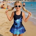 thumbnail image 3 of FUIALDOLG Galaxy Wolf Swimwear with Skirt for Little Girls One-piece Bathing Suit Wolf Animal Swimsuit Summer Beach Pool Party Costume Squared Neck Sleeveless Tank Top Swimsuits 10-11 Y, 3 of 7