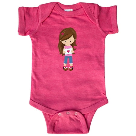 

Inktastic Valentine s Day Girl Brown Hair Girl In Love Gift Baby Girl Bodysuit