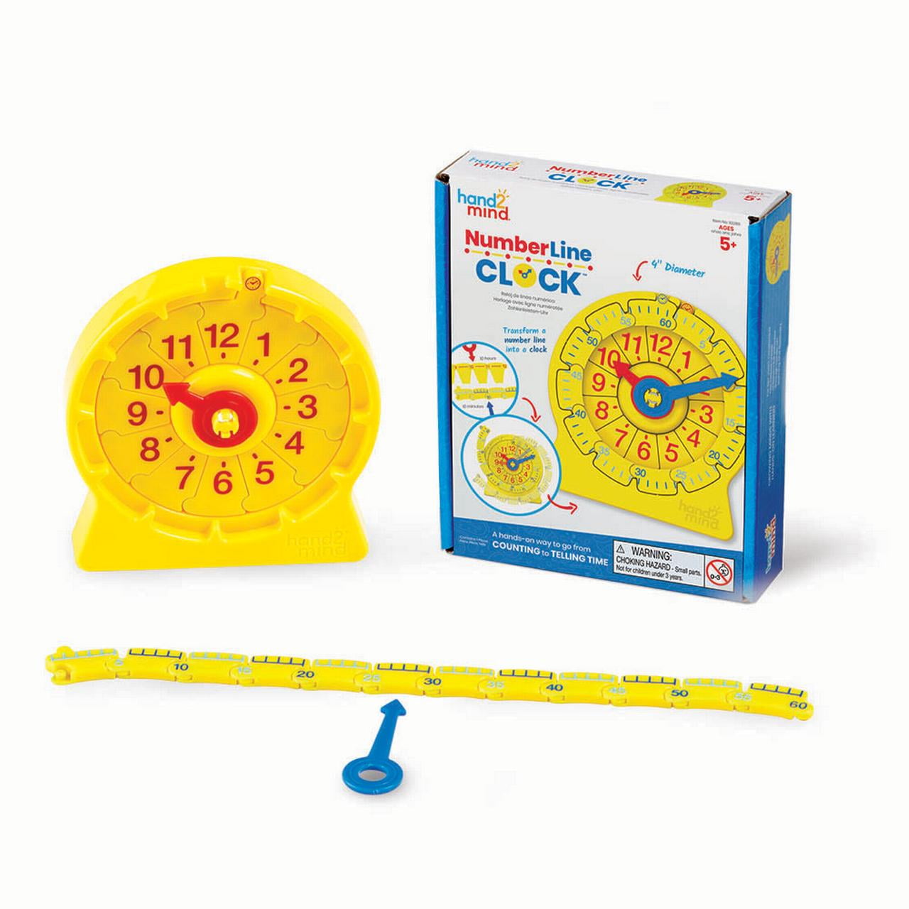 hand2mind NumberLine Clock, Math Clock for Telling Time, Mathematics & Counting Toy, (1 Pack)