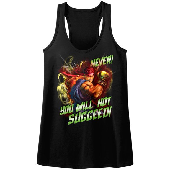 Street Fighter Never Succeed Black Women's Racerback Tank Top