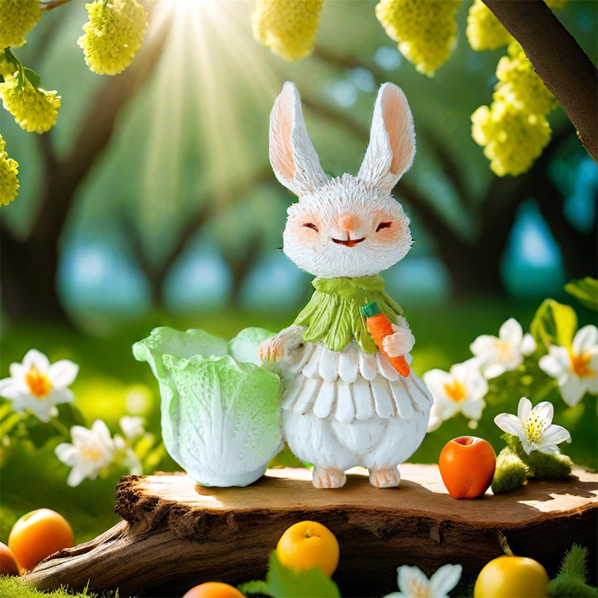 nvzhuang Easter Bunny Ornament, Outdoor Garden Sculpture Desktop Decoration Art Craft for Lawn Yard