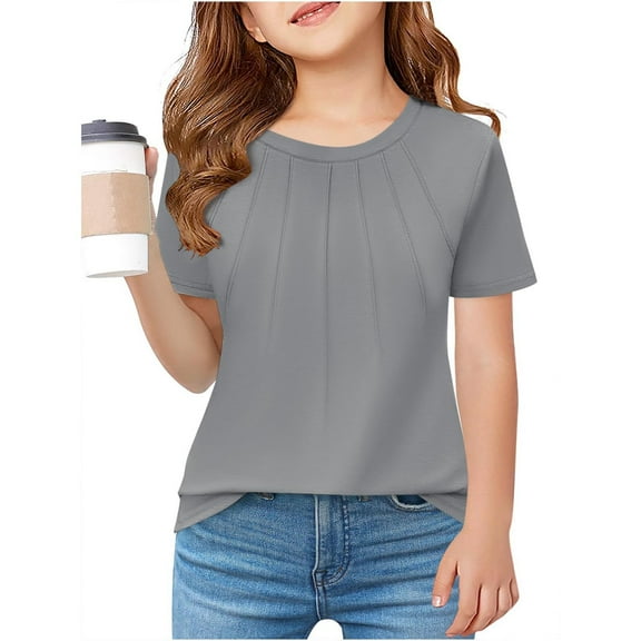 Clothes For Girls Solid Toddler Girl Short Sleeve Shirt Crewneck Girls Summer Clothes Girls 10-12 Years Clothes Trendy Cute Girl Clothing
