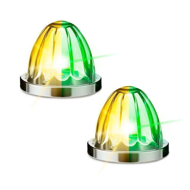 Kit 2 Piezas Plafón Led Bicolor para Vehículos Pesados - EVOLUM - Modelo Luz Estrella Bicolor - Material Resistente al Agua y Polvo - Voltaje 12V - 24V - (Ámbar / Verde)