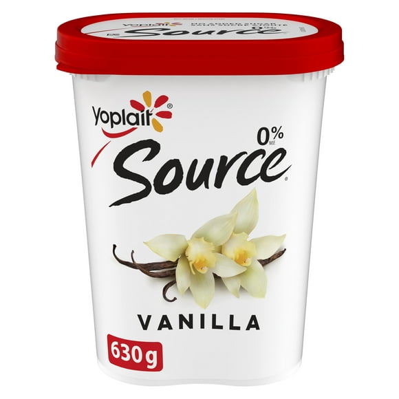 Yogourt traditionnel onctueux Yoplait Source 0 %, vanille, sans sucre ajouté, 630 g 630 g