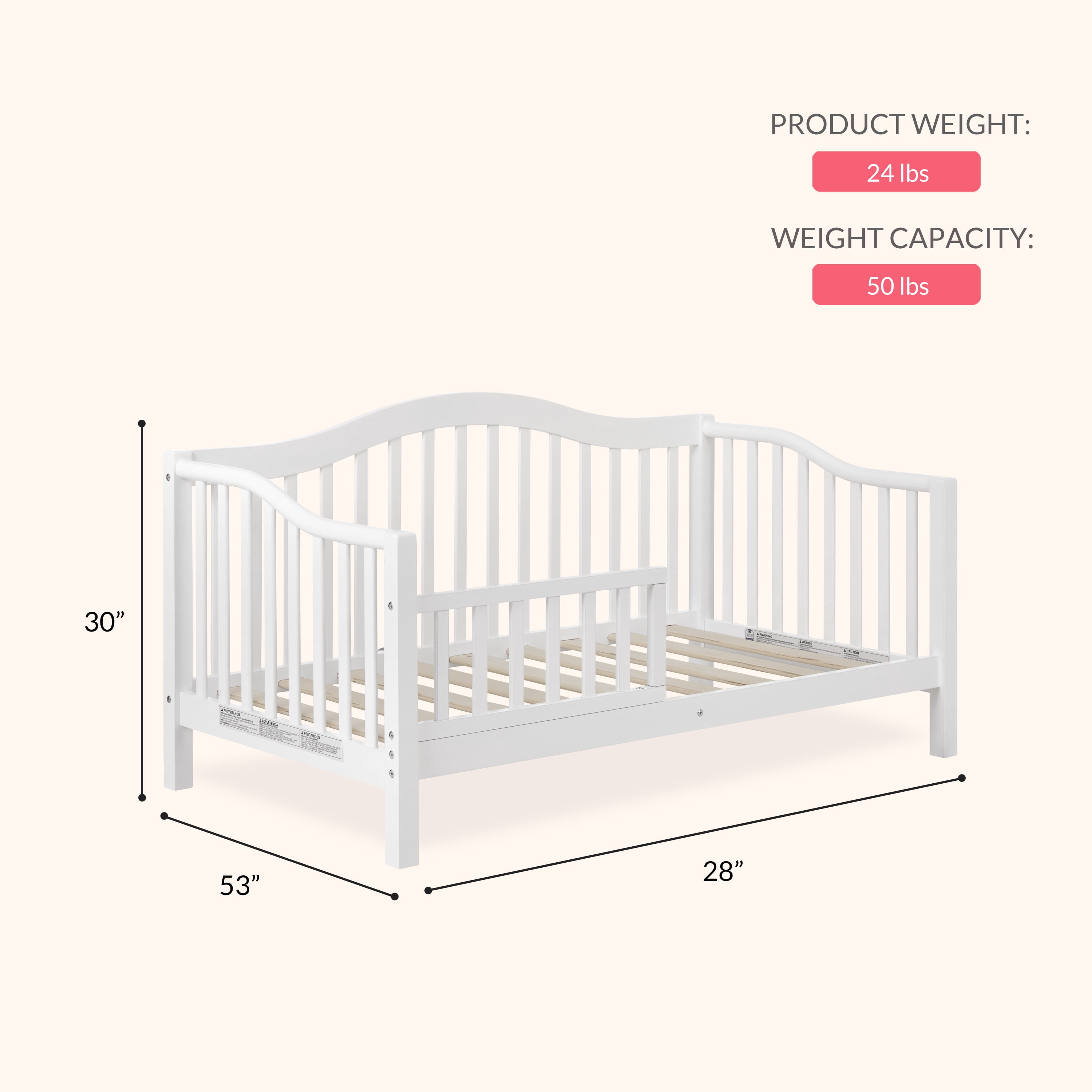 Dream On Me Austin Toddler Day Bed, White