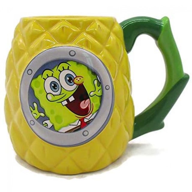 Taza de cerámica 3D de Bob Esponja con diseño de piña | Capacidad: 590 ml