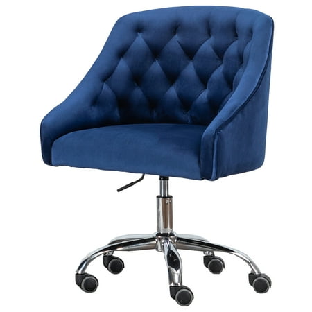 UPC: 0608374001854 | Best Master Furniture Blue Velvet Swivel Task Chair with Silver Base