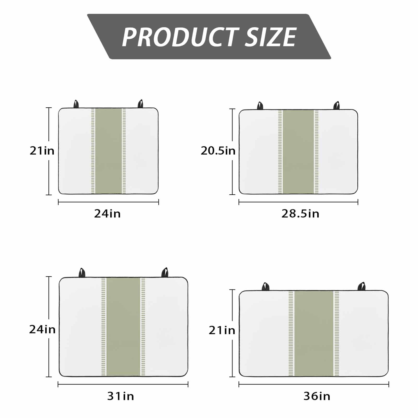 Sage Green Striped Stove Top Cover for Electric Stove, Heat-proof & Non Slip Glass Top Stove Cover Protector, Modern Geometric Abstract Art Kitchen Flat Cooktop Rubber Mat 36x21 Inches