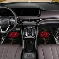 SNGMN Car Accessories - Car Foot Mats Carpet Set, Universal Stain Resistant Floor Mats with Rose Pattern, 2-Piece Front Mats for Cars