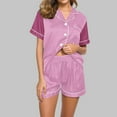 thumbnail image 2 of Diufon 2 Piece Soft Pajama Set for Women Casual Loose V Neck Short Sleeve Shirt and Shorts Sleepwear Outfit, 2 of 5