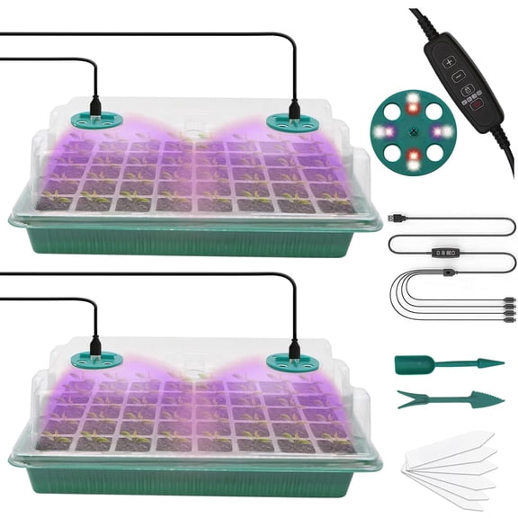 MQ 80 Cell Seed Starter Tray with Grow Light and Humidity Dome, for Germination