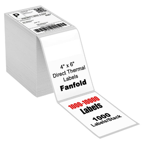 NefLaca 1000/Stack 4"x6" Fanfold Direct Thermal Shipping Labels Zebra & Rollo Printers