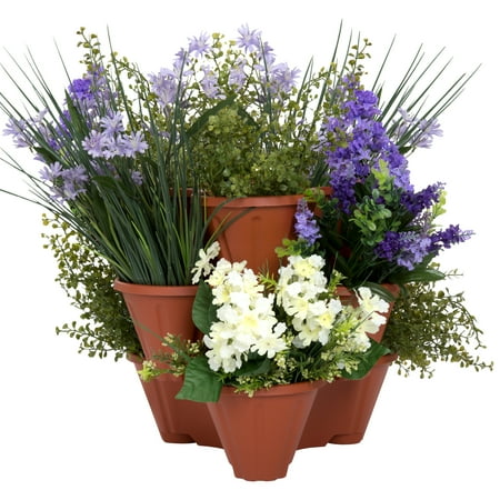 Stacking Flower Pot Tower- Space Saving Set of 3 Indoor ...