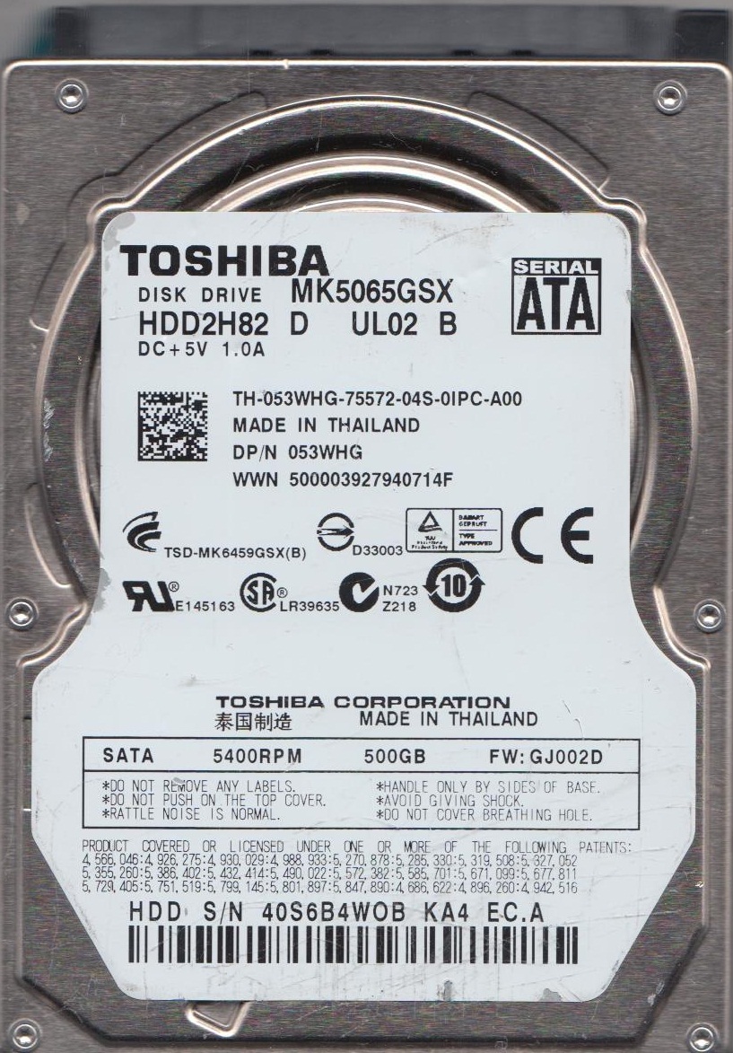 mk5065gsx Toshiba 500?GB SATA 5400rpm 2.5?HDD