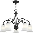 thumbnail image 4 of 5 Light Black Chandelier with Hand Blown Satin Opal White Glass Shade, 4 of 6