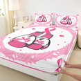 thumbnail image 3 of Feelyou Kawaii Boxing Gloves Full Size Sheets, Pink Hope Ribbon Bed Sheets, Cartoon Love Heart Sheet Sets, Ultra Soft Bedroom Decor, 4-Piece, 3 of 7