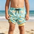 thumbnail image 2 of Rggeeun Toddler Boys Swimsuit Set Cartoon Dinosaur & Fruit and Coconut Tree Print Elastic Waist Double Layer with Adjustable Tie Trunks for Summer Holiday Beach Delicate Swimwear,Green,11-12 Years, 2 of 4