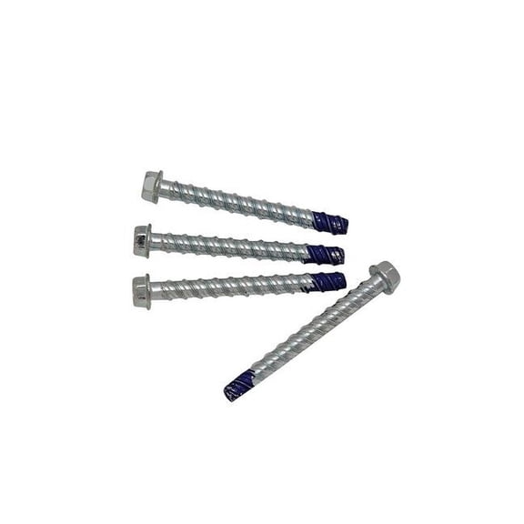 Concrete Screw, Flat, 4 in L, Steel Silver Ruspert, 4 PK 8FGANCHBLT2