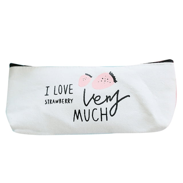 pitrice Fruit Print Canvas Zipper Wallet Card Coin Purse Storage Pen Pouch Pencil Bag For Girls Student