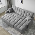 thumbnail image 2 of Magic Home 81" Sleeper Sofa,Modern Tufted Convertible Sofa Bed,L Shaped Sofa Linen Couch with Storage Chaise for Living Room,Light Gray, 2 of 9