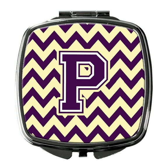 Letter P Chevron Purple and Gold Compact Mirror CJ1058-PSCM