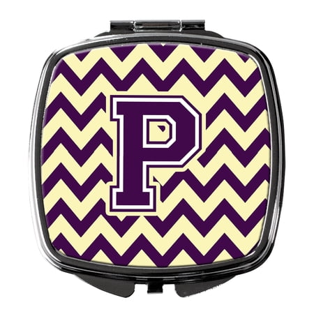 Letter P Chevron Purple and Gold Compact Mirror CJ1058-PSCM