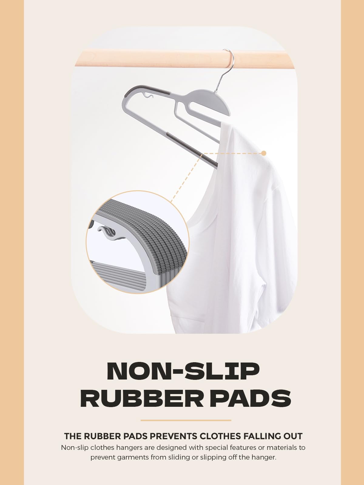 House Day Plastic Hangers 50 Pack Slim Non-Slip Clothes Hangers Space Saving with Rubber Pads S-Shaped Hangers for Shirt, Suit, Pant & Skirt,Gray