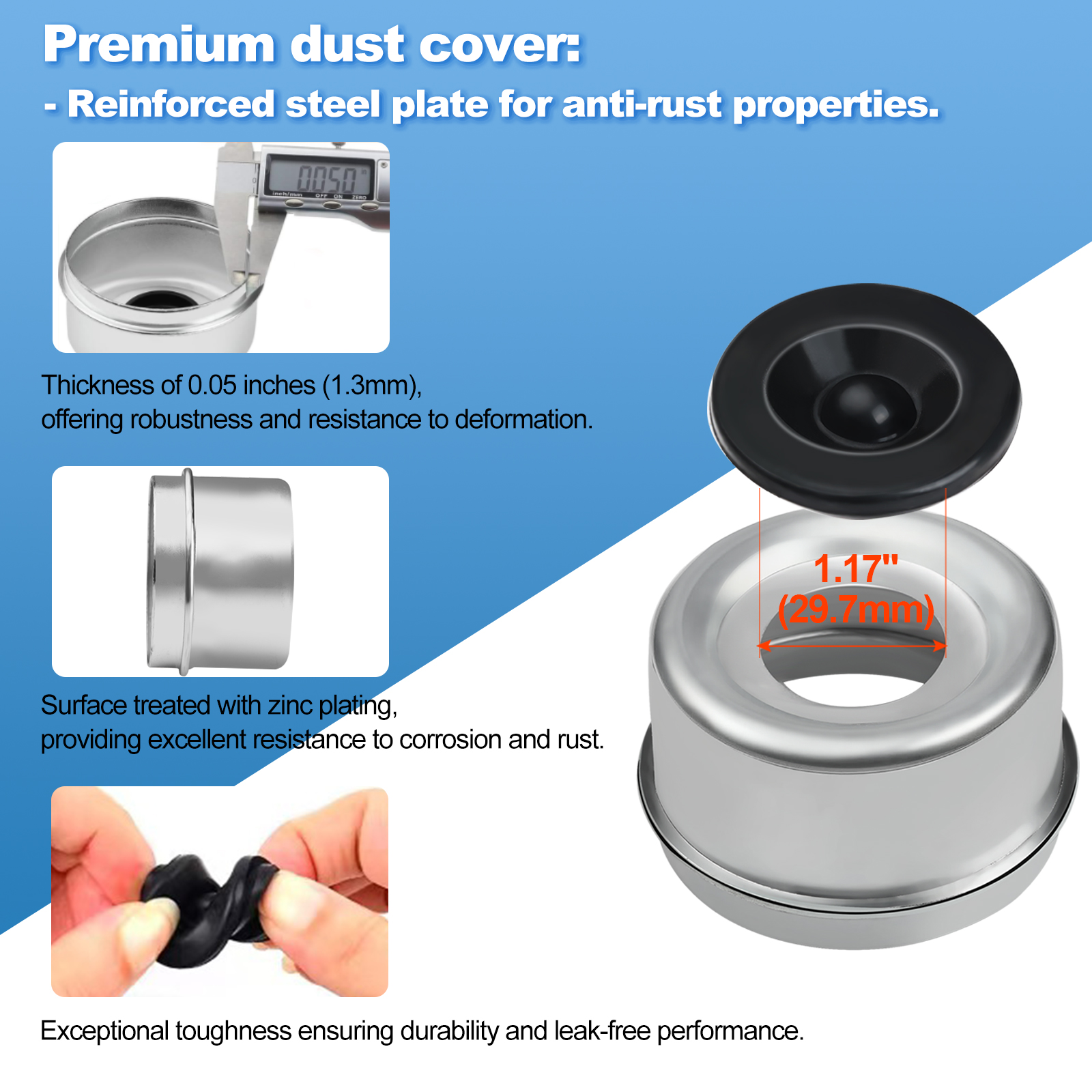 4 Sets L44643 L44610 Trailer Axle Bearings Kit with 12192TB Grease Seals, 1.98'' Trailer Dust Caps, Cotter Pins, Rubber Plugs, Fits for 1'' 2000-2200LB Boat Trailer Axle.
